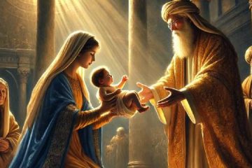 Maria ofreciendo a Jesús en el templo
