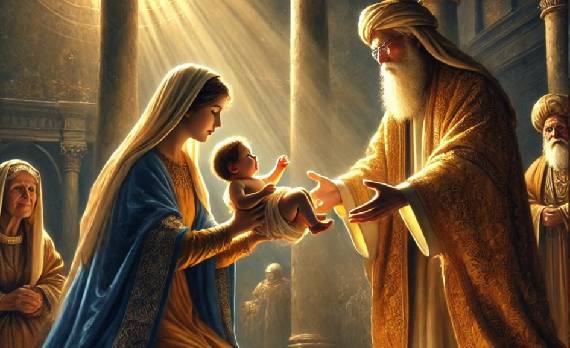 Maria ofreciendo a Jesús en el templo